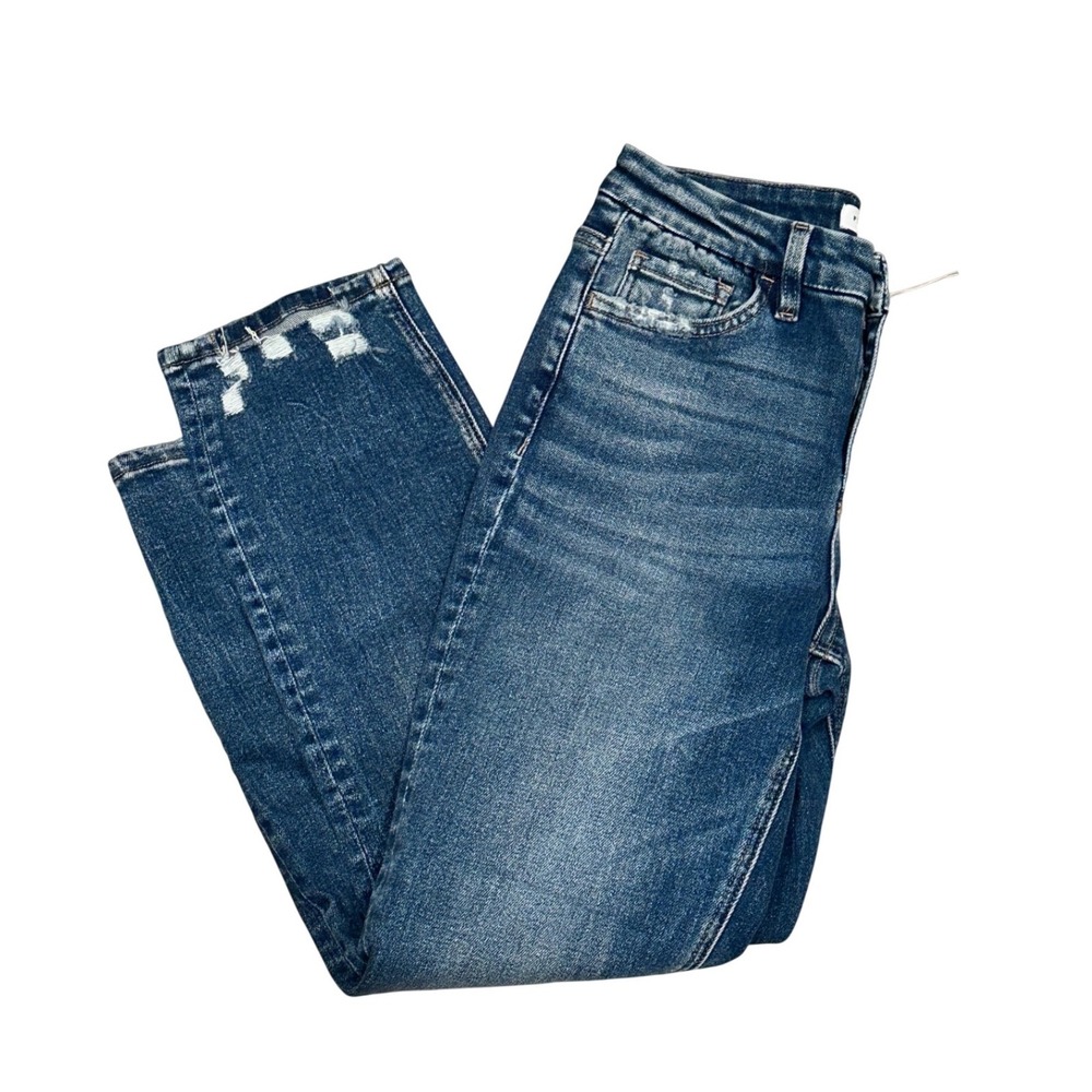NWT Flying Monkey Stunned Straight Leg‎ Jeans Size 27 Distressed Dark Wash